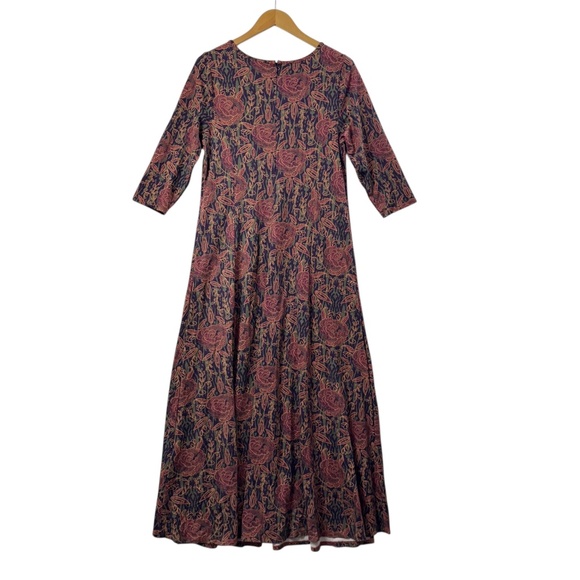 Soft Surroundings Alcott Floral Women's Maxi Dress 3/4 Sleeve Sz L Boho Western - Picture 3 of 12